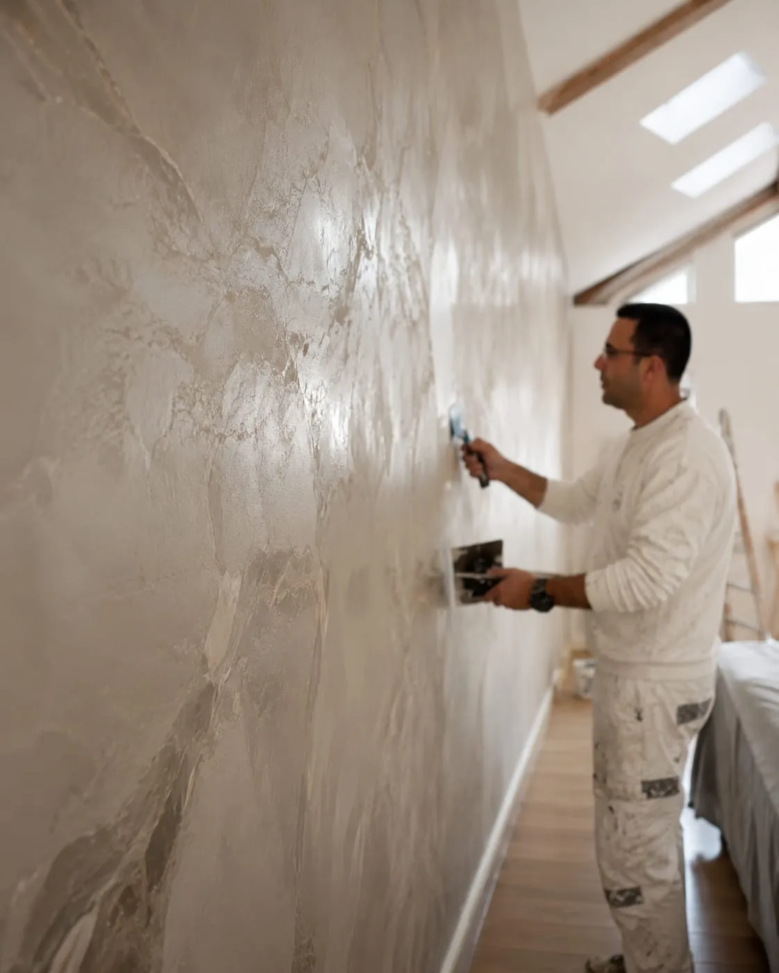 Estuco decorativo en un ático en Alcalá de Henares